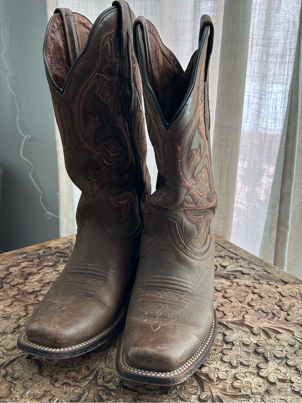 Brown Leather Women’s Cowboy Boots - Classic Western Sandy
